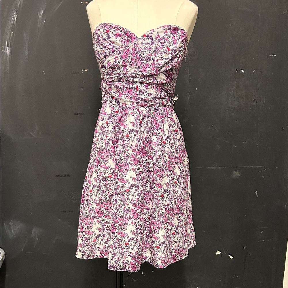 Express Strapless Dress in Pink and White Floral